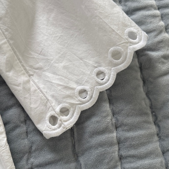 J Crew Collection button-up bow top in cotton poplin eyelet in white Size S NWT - Picture 5 of 8